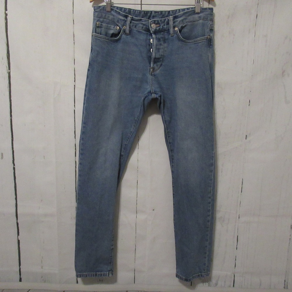Buck Mason Jeans Mens 34 Maverick Slim Button Fly Double Dipped Denmim
